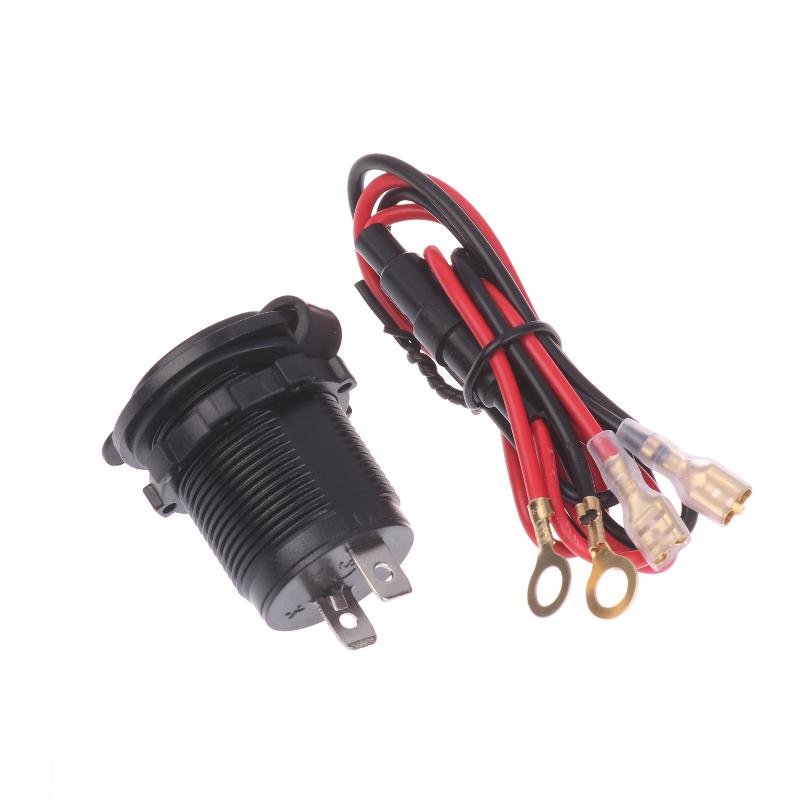 1Pcs Waterproof Plug Socket For Car Truck Motobike Boats Marine Atv 12/24V Car Cigarette Lighter Socket With Fuse And 60Cm Cable