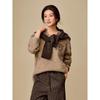INMAN Women's Wool Blend Embroidered V-Neck Drop-Shoulder Sweater