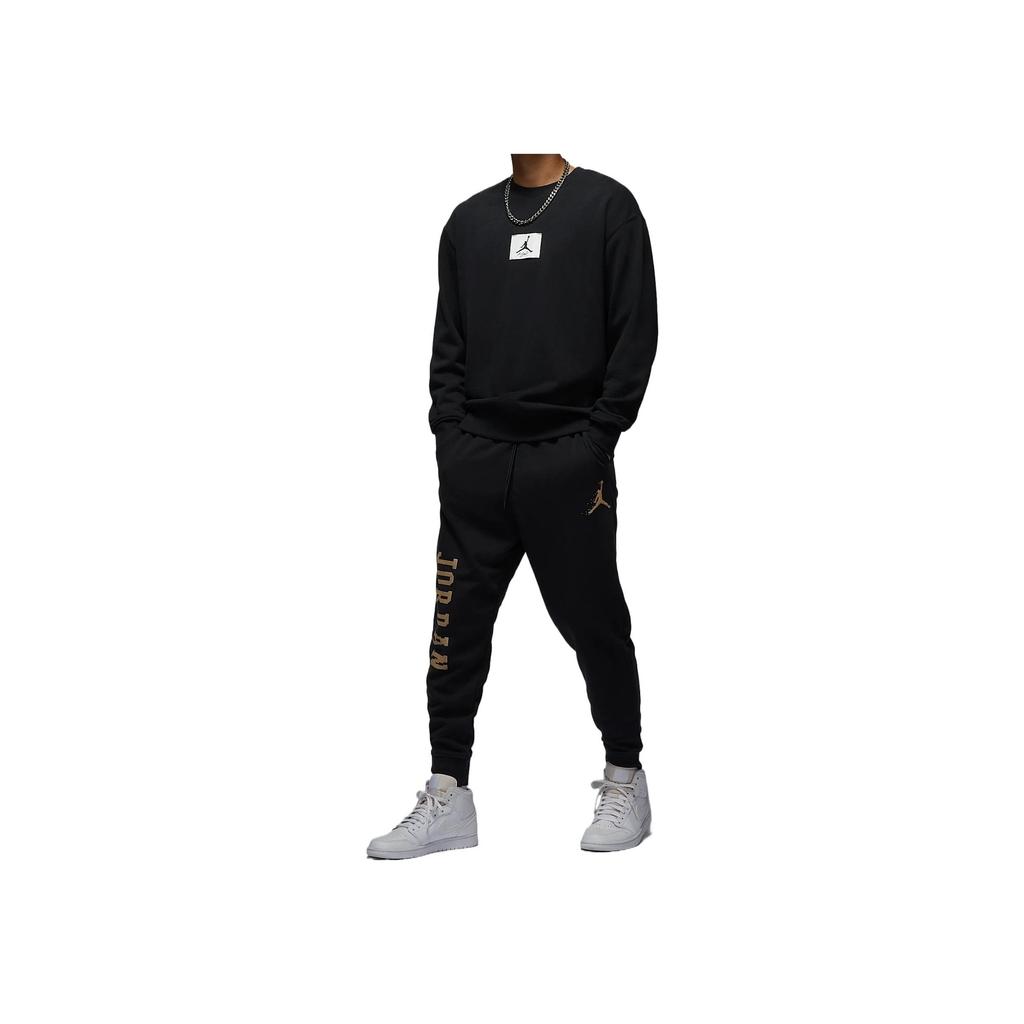 Jordan Pantaloni Sportivi in Maglia Caldi Traspiranti Delicati sulla Pelle Comodi Essentials Holiday Uomo Neri Oro Metallico FD7468-011