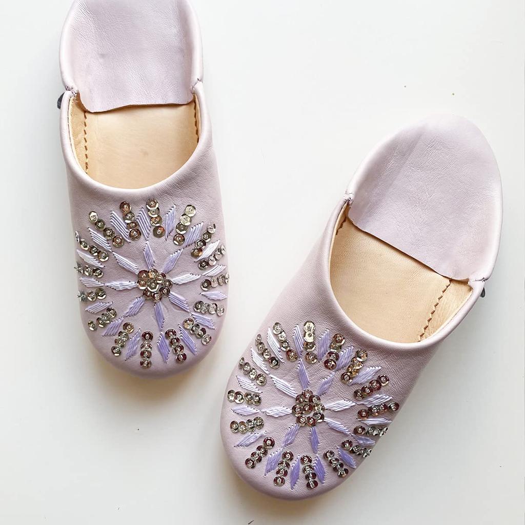 Sequined Babouche Bags Lila LL [dear Morocco] // // (26 Cm)