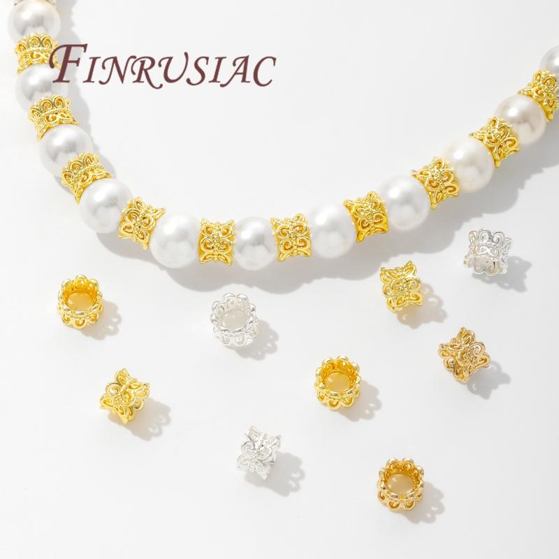 18K Gold Plated Beads with Large Hole,Beads For Bracelets Accessories,Separator For Beads,Supplies For Jewelry DIY Findings