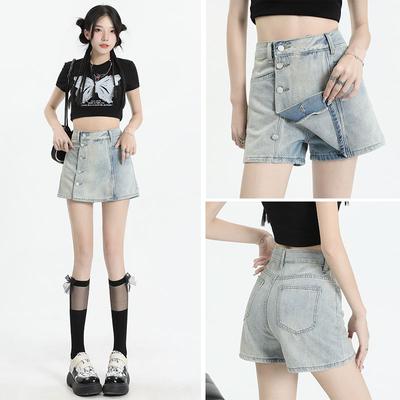 High Wiast Denim Mini Skirt Women Hot Girl Tight Bag Hip Skirts Female Slim Anti-Glare Short Skirts Female