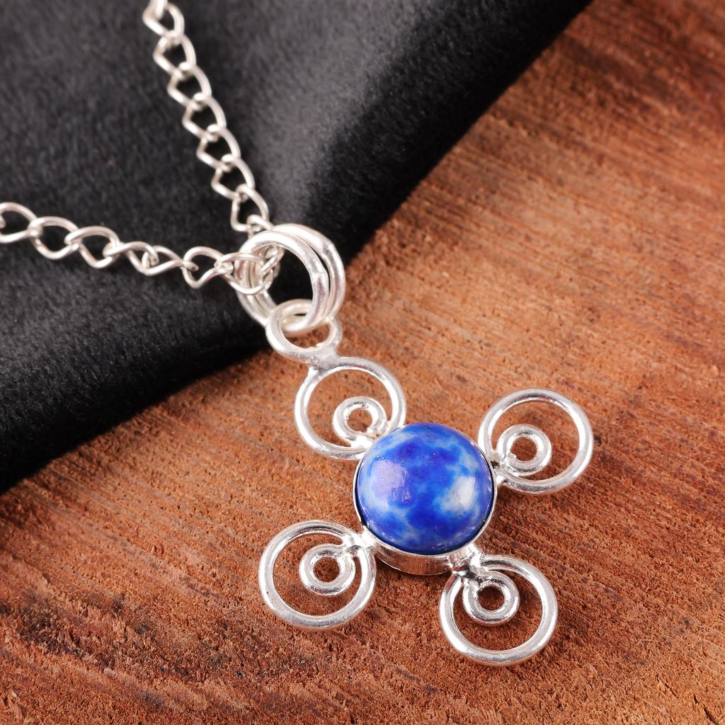 Lapis Lazuli Pendant Handmade Jewelry, 925 Solid Sterling Silver Pendant, Designer Gemstone Jewelry Pendant, Gift For Mom