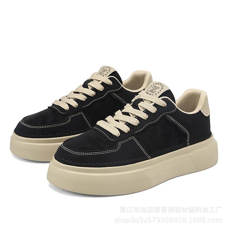 Men's Winter New High-end Board Shoes, Lightweight Thick-soled Shock-absorbing Microfiber Leather Sports Shoes, Trendy Versatile Casual Shoes