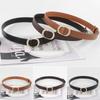 Casual Non-Porous Buckle Waistband Luxury Design Thin Waist Strap Fashion Leather Belt