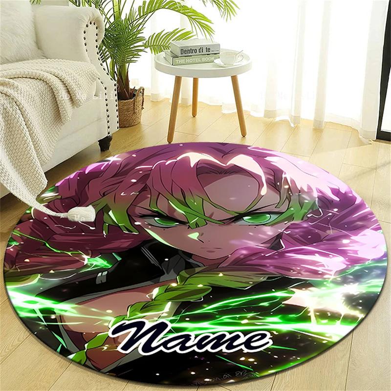Personalized Demon Slayer Round Chair Office Rug - Perfect for Mat, Office Chair & More - Ideal Gift for Birthdays and Holidays