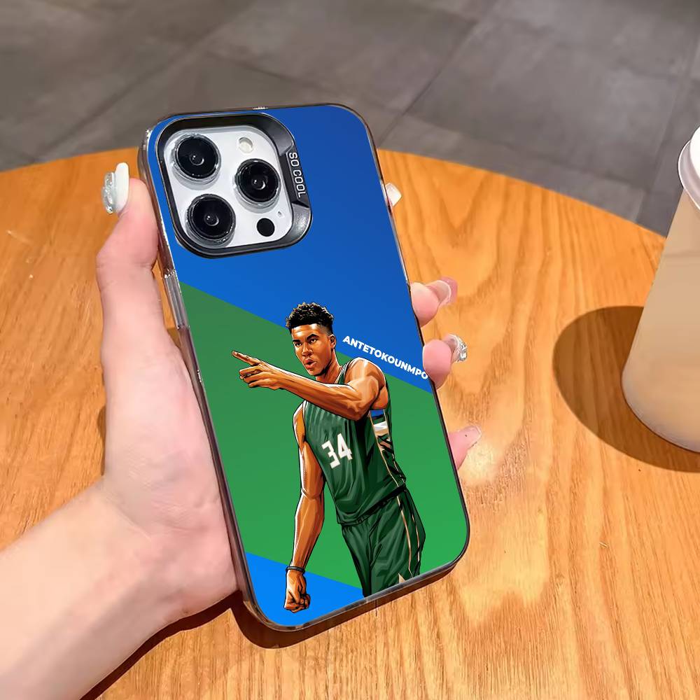 Giannis Antetokounmpo 34 Phone Case For iPhone17,16,15,14,13,12,11,Pro,MAX Gray Matte Silicone Black Cover
