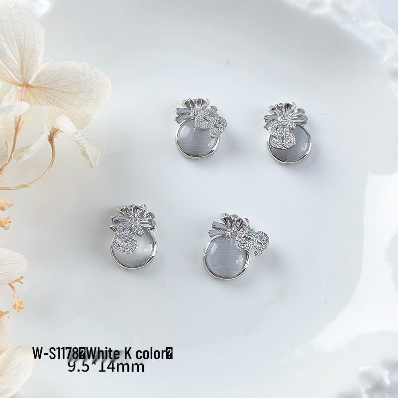 Nový rok nail art: Luxusní přívěsek Fortune Bag ze zirkonu a zlatem vykládané nositelné doplňky na nehty s kamínky