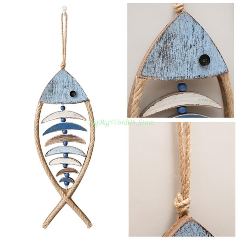 24TE Mediterranean Fish Wall Hanging Ornament Handcarved Sculpture for Livingrooms Bedroom Farmhouses Home Decorations