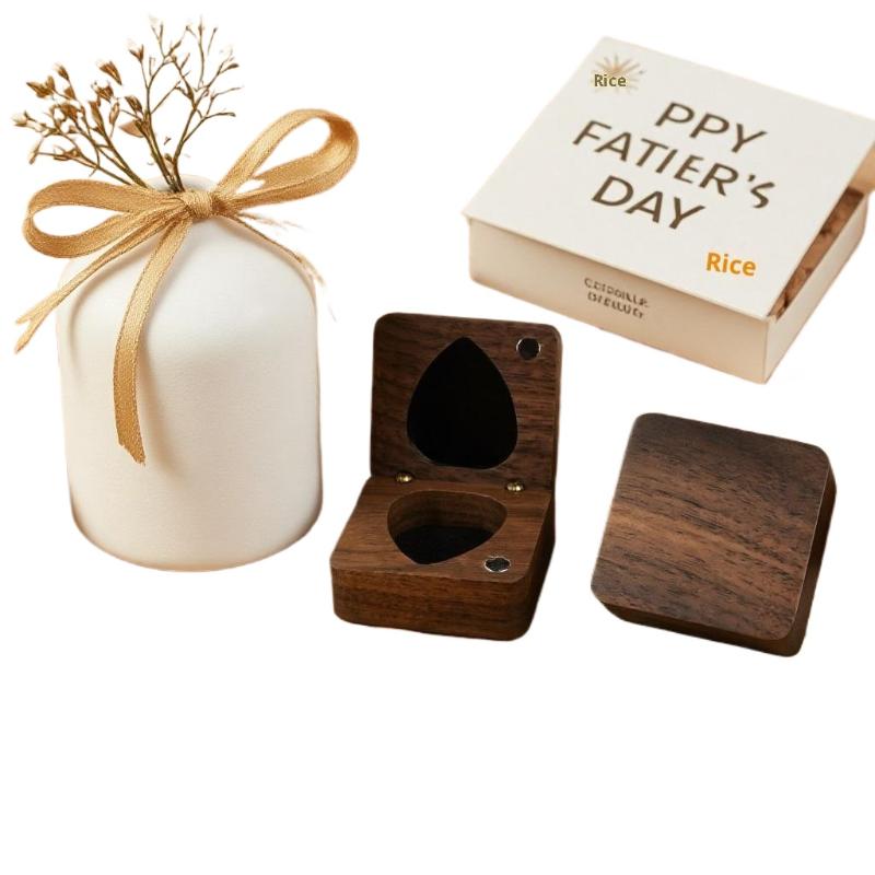 Guitar Pick Storage Box - Solid Unique Plectrum Case for Acoustic Electric Wood Guitar Picks
