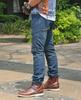 VOLERO Men's Slim Fit Straight Leg Biker Riding Jeans with Flap