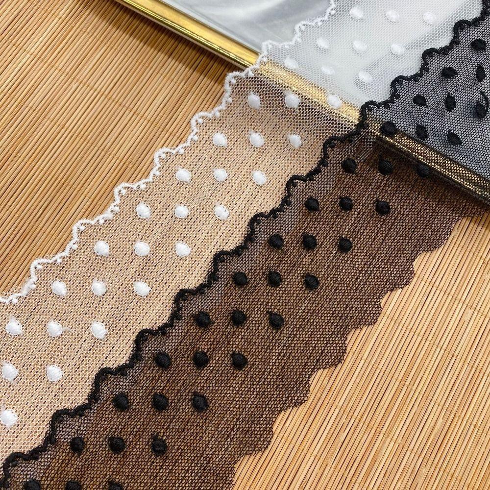 15 Yards Mesh Lace Fabric Embroidered Edge Wave Lace Lace Trims Dot Lace Garment Accessories