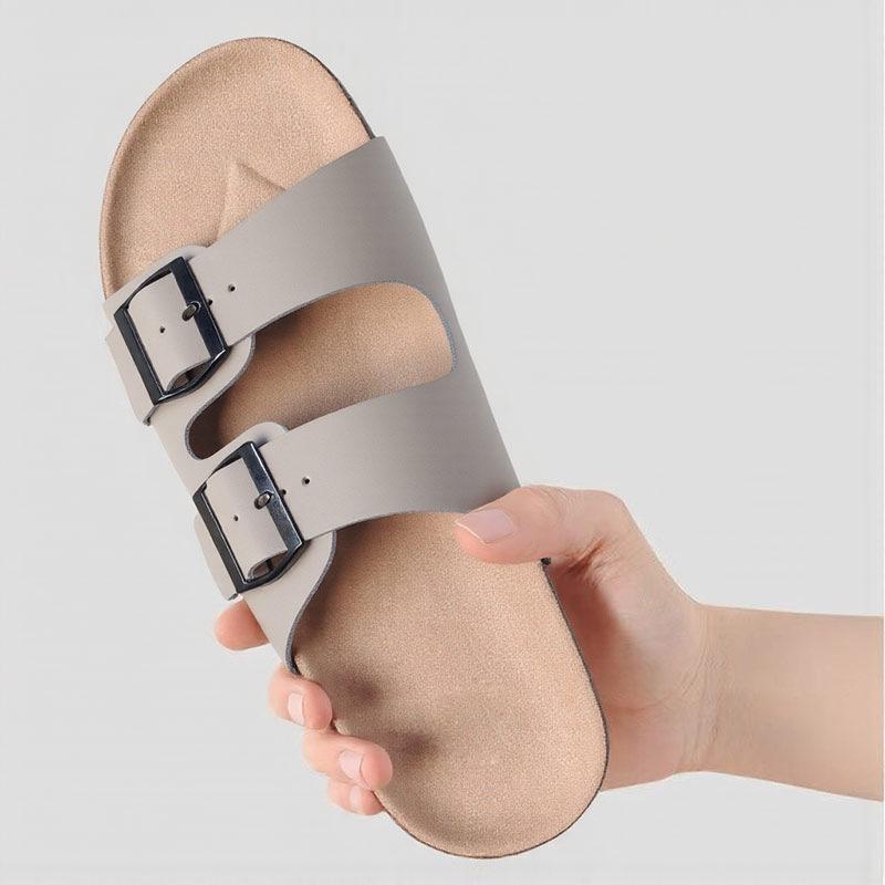 Женские уличные нескользящие сандалии Birkenstock на одной ремешке с пробковой подошвой 45-46 бежевый