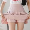 İlkbahar Yaz Kore Etek Şort Kadın Yüksek Bel Seksi Mini Etek Okul Kısa Pilili Kawaii Japon Pembe Etek Kadın