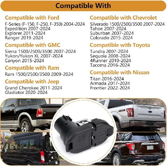 4/7 Pin Trailer Wiring Harness Connector With Mounting Bracket, 7 Way Blade And 4 Way Flat Towing Adapter Plug Compatible With Ford, GMC, Dodge Ram,