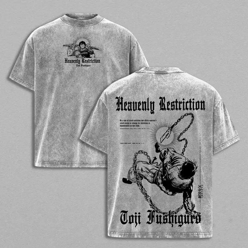 Jujutsu Kaisen Gojo Satoru Anime T-shirt Vintage Washed Oversized Clothes Men's Women's Clothing Cotton Short Sleeve Tee Tops