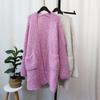 Autumn and winter new long thick needle mohair knitted cardigan women's loose lazy wind sweater jacket