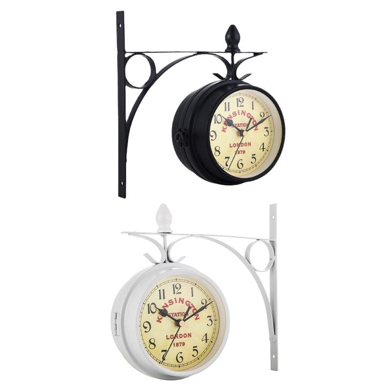 Vintage Double Side Silent Wall Clock Decorative Clock Party Decoration Supplies for Home Festival Indoor Outdoor
