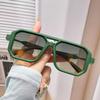 Retro square sunglasses, men's and women's European and American double-beam sunglasses, trendy wear, street photography fashion sunglasses