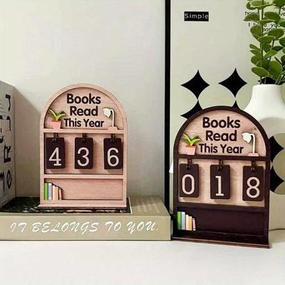 Wooden Reading Counter Book Tracker Read This Year Counter Reading Challenge Tracker Bookshelf Club Desktop Decor