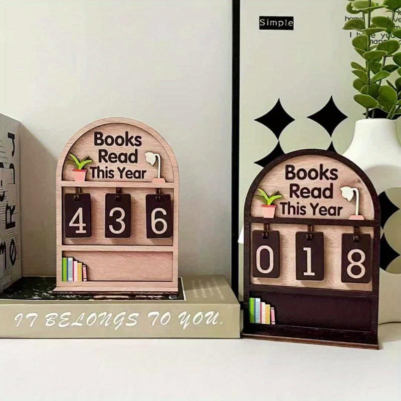 Wooden Book Read This Year Counter Reading Challenge Tracker Bookshelf Club Classroom Decor New Years Gifts For Bookworm Family