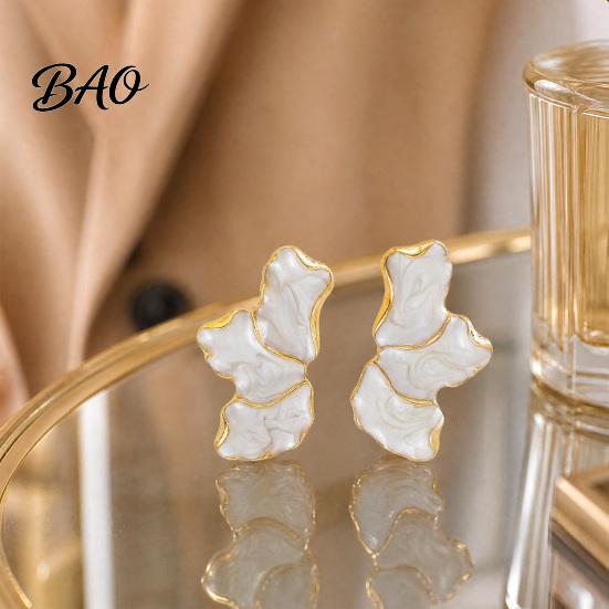 Alloy Earrings 1 Pair Stud for Women, Enamel Irregular Petal Shape Wear-resistant Ear Studs, French Style Pins Versatile Gift Jewelry Pleated