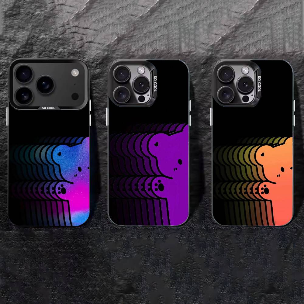 Phantom Gradient Cartoon Phone Case For iPhone 17,16,15,14,13,12,11 Plus,Pro Max,XS,Colored Silver Phone Case
