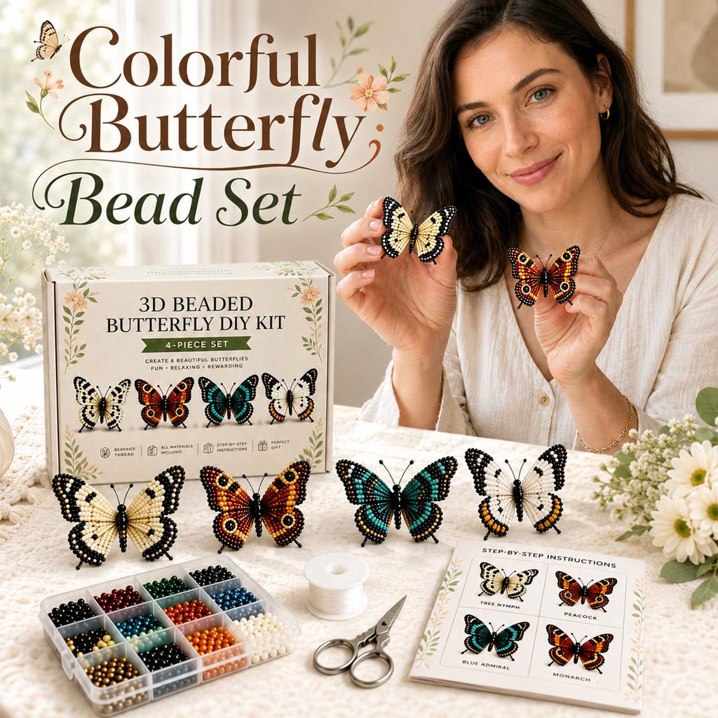 Colorful Butterfly Bead Set for DIY Jewelry Making - Kit for Bracelets and Necklaces