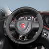 Geeignet für Fiat Wildleder Matt Carbonfaser-Textur Lenkradabdeckung Geeignet für 500 Grande Punto Evo 169 Ducato Bravo Tipo Linea Albea Panda