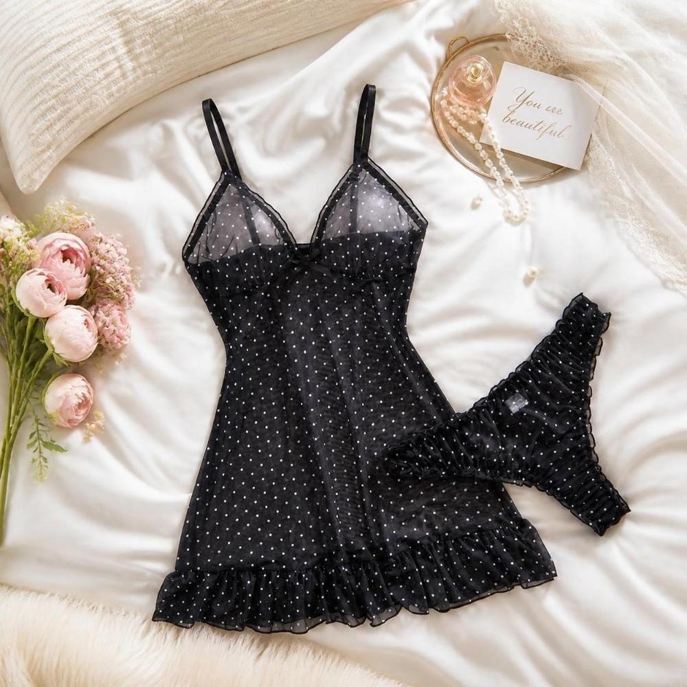 Transparent Sheer Nightwear Skirt Mesh Women's Pajamas Home Wear Sleeveless Nightgown Honeymoon