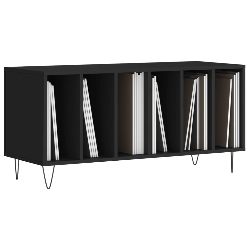 Black Storage Shelf, Living Room Side Cabinet, Storage Cabinet for Magazine Vases and Decorative Items, V-shaped Legs, 100x38x48 Cm