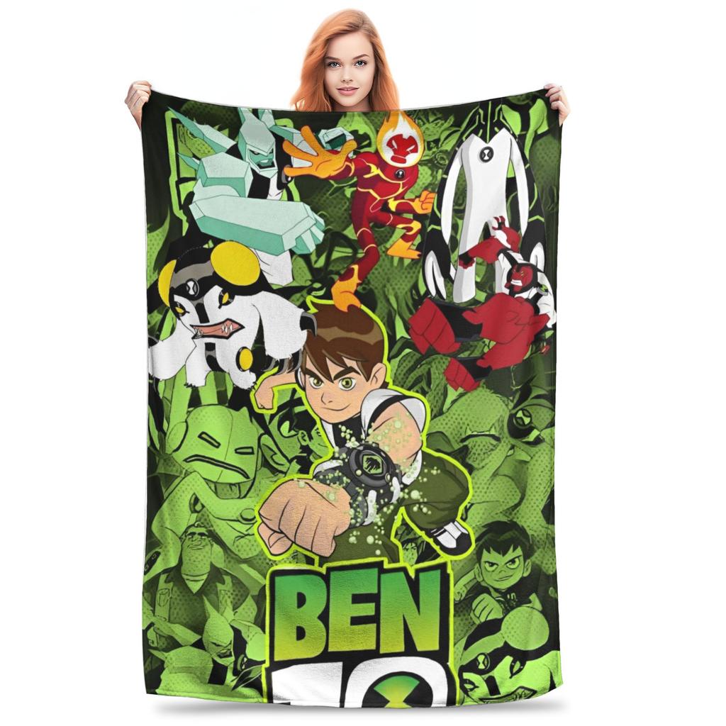 Ben 10 Obcy Ben Tennyson Omnitrix Gra Koc Miękki Ciepły Koc Kładziony Flanelowy Dekoracja na Lato Klimatyzację Pościel