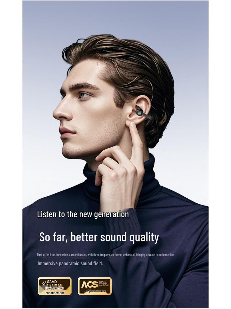 2025 Bluetooth Clip-on Headphones: Waterproof, Noise-Cancelling, Long Battery, Sports Comfort, AI Translation, Sound Leak-Free.