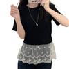Women's Plus Size Lace Patchwork Short Sleeve Casual T-Shirt