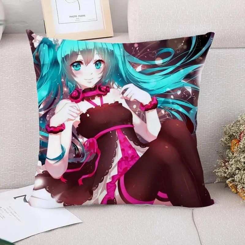 Car Decoration M-Miku Cushion Cover  Couple Pillow Pillowcases  Decorative Pillows Covers Fall Decor Pilow Cases Sofa