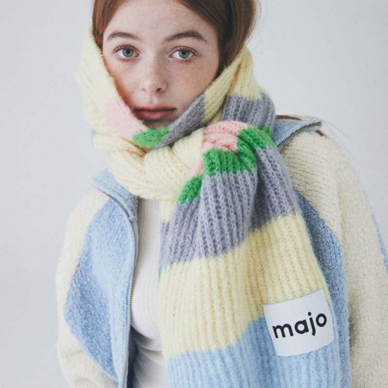 Majo Factory Color Stripe Muffler [Yellow]
