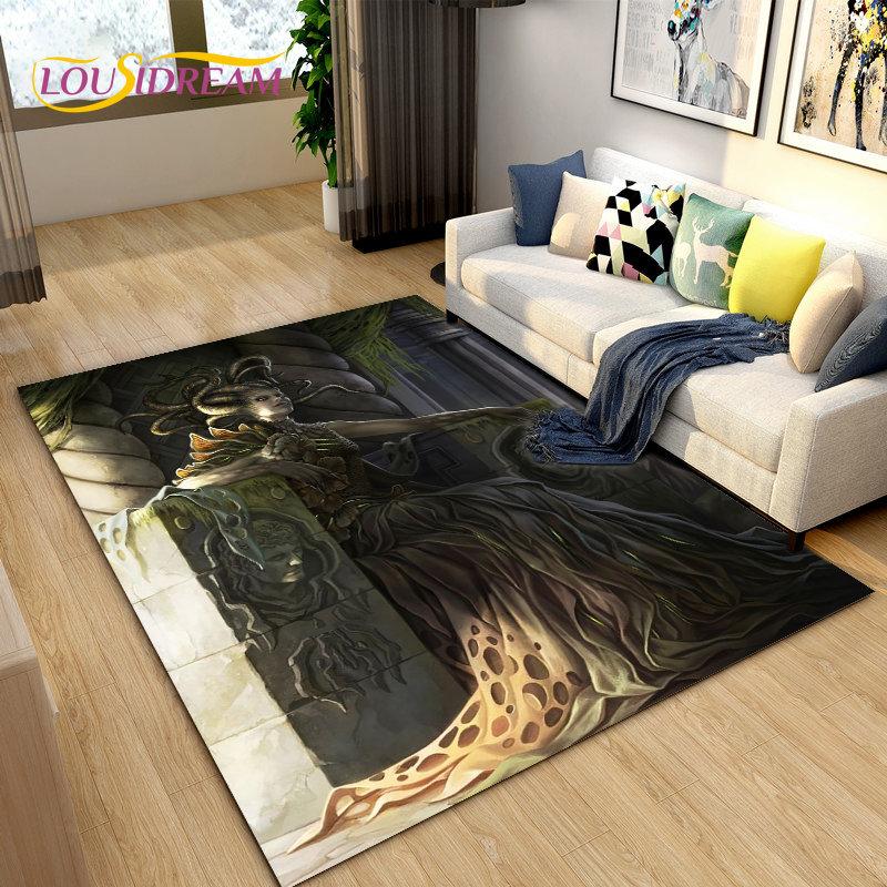 3D Medusa Snake Gorgon Area Rug Large,Carpet Rug for Living Room Bedroom Sofa Doormat Decoration,kids Play Non-slip Floor Mat