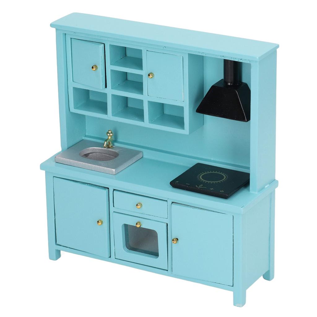 1:12 Dukkehus Kjøkkenleke Tre Miniatyr Kjøkkenmøbler Skap Leke for Barn