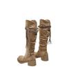 New Spot Tassel Retro Wasteland Wind Boots Women's Thick Heel Thin Pleated Piled Boots Thick Sole But Knee High