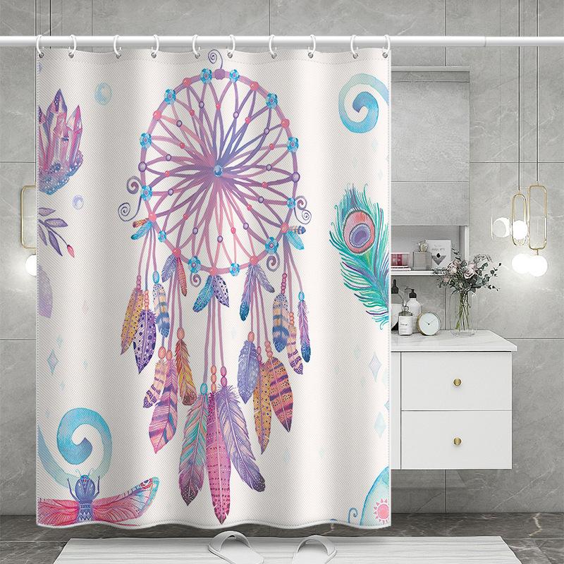 Bathroom Thickened Waterproof Curtain Mildew Proof Shower Curtain Shower Partition Curtain Shower Curtain Bathroom Curtain Free Perforation