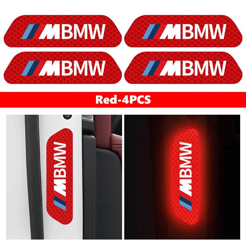 4pcs Car Door Reflective Strip Night Safety Warning Tape Stickers For BMW M Performance Alpina M3 M5 M6 X1 X3 X4 X5 G20 AGLNX1