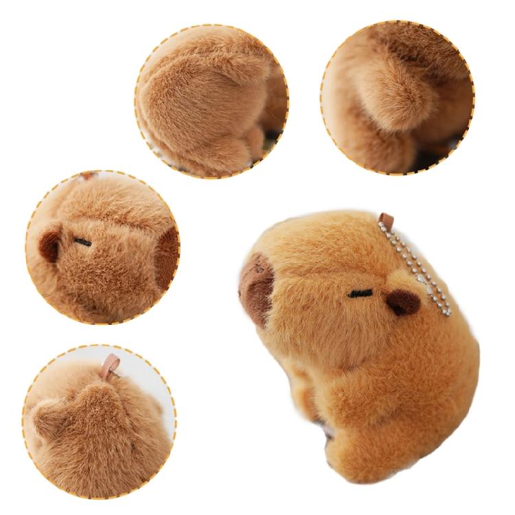 Cute Capybara Keychain Plush Bag Charm Accessory Adorable Stuffed Doll Keyring
