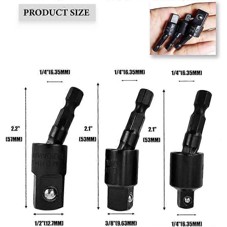 SeraphinaT Swivel Socket Set Wobble Impact Adapter Extension Set, 3 PCS Impact