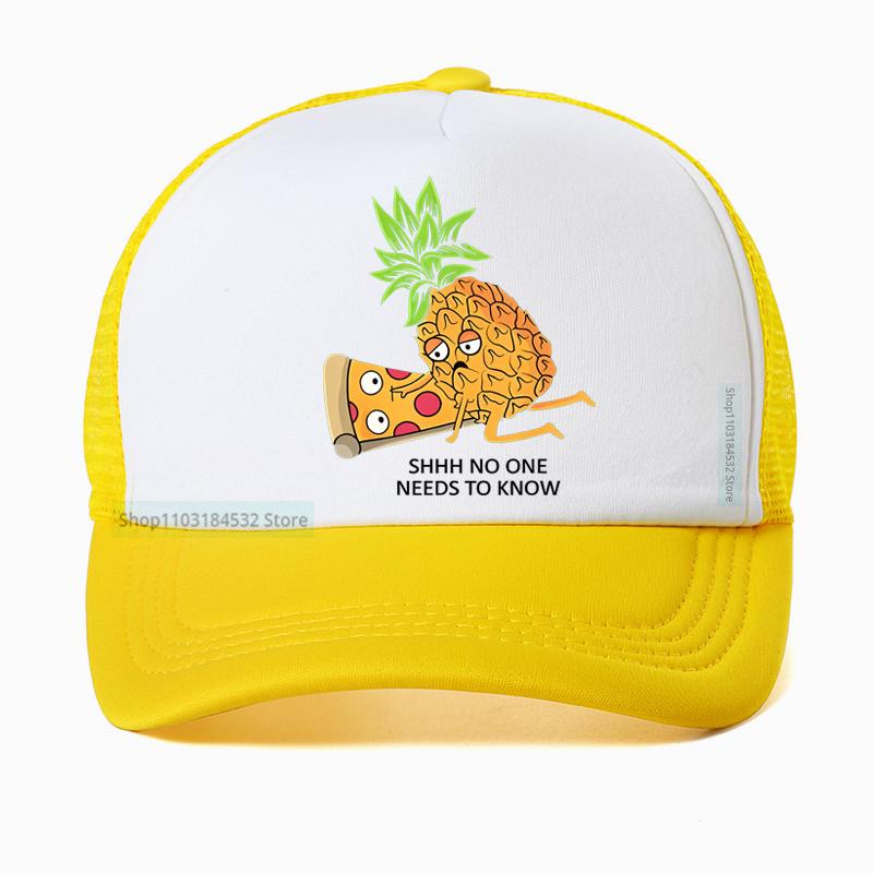 Pineapple Belongs On Pizza Funny Food Pun Baseball Cap Birthday Gift For Men Adult Summer Mesh Breathable Hat