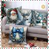 Christmas Embroidered Pillow Covers Set of 4 Santa Deer Snowman Cushion Cases Winter Holiday Sofa Decor (No Insert)
