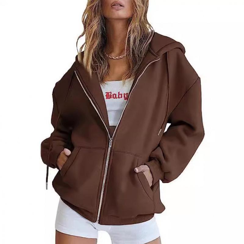 2024 Unisex Plus Velvet Hooded Sweatshirt Cardigan Zipper Windbreaker Casual Top