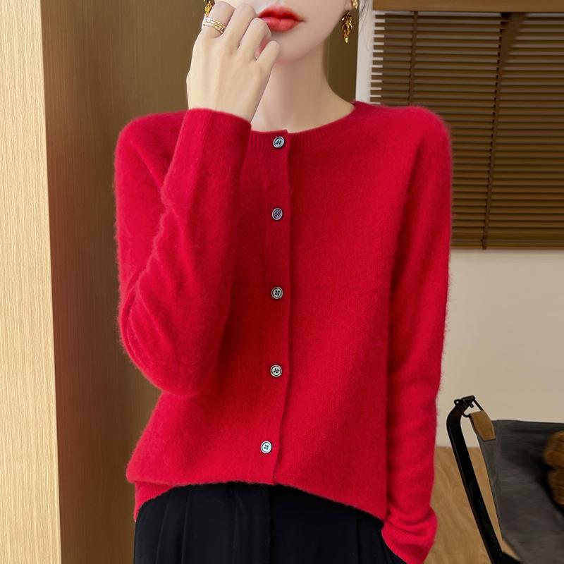 Qinghe Cashmere Women's 30% Cashmere Cardigan - Soft & Warm Wool Blend Sweater