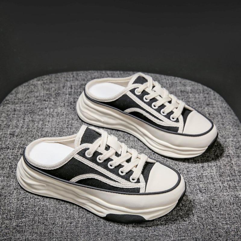 Scarpe Dad estive nuove per studentesse con plateau scarpe sportive borsa casual da donna tela mezza ciabatta