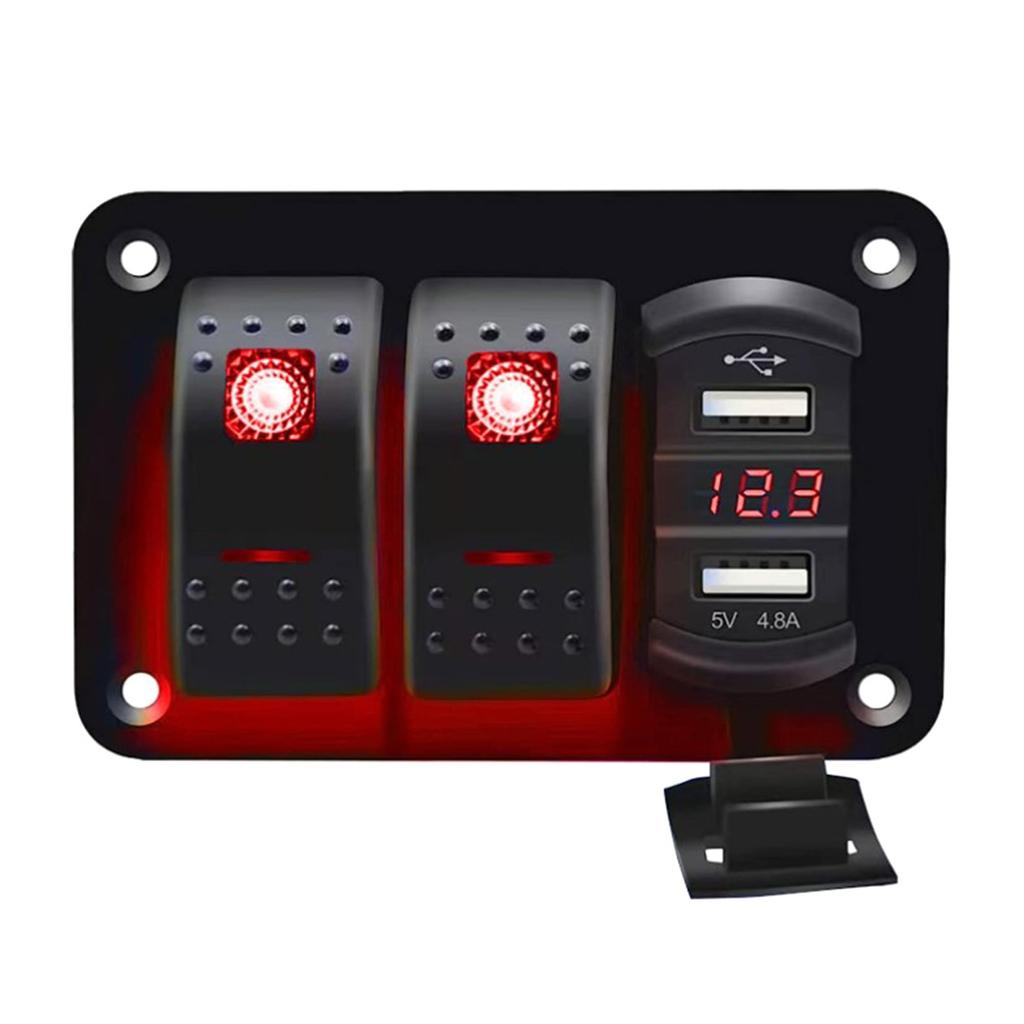 Convenient Combination CaravansPanel Switch Rockers Light Toggle LED Indicator Double USB Chargers with Fireproof Design