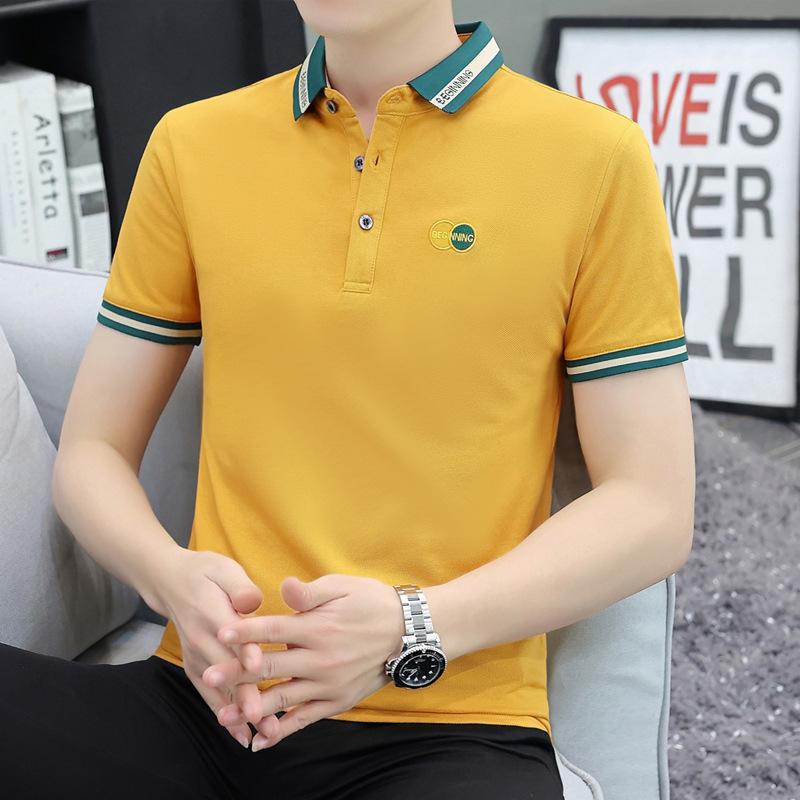 New Men's Short-sleeved T-shirt Cotton Boys' T-shirt Lapel Men's T-shirt